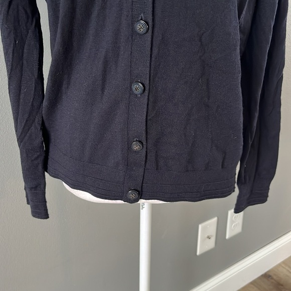 Tory Burch Madison Navy Blue Woolf Blend Button Up Cardigan - Picture 4 of 11